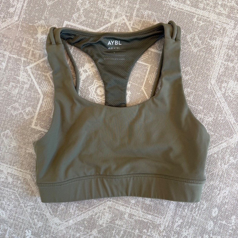 AYBL Sports Bra Womens Small Olive Green Racerback Workout Gym S